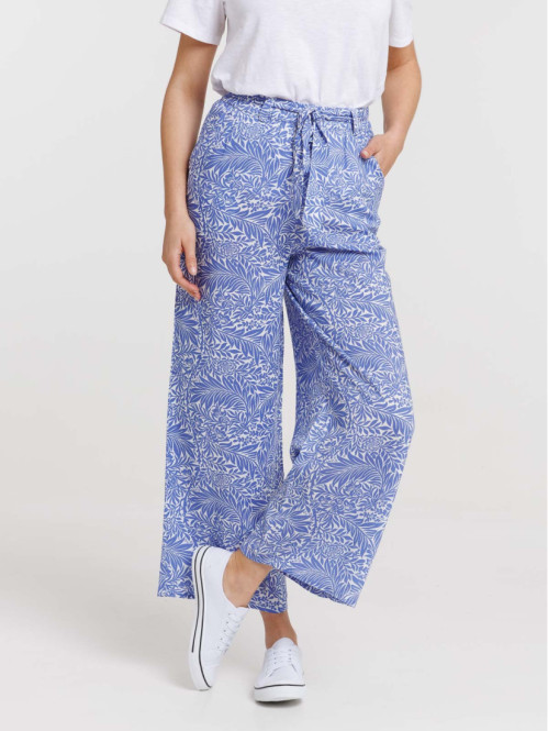 Pantalon large fleuri femme