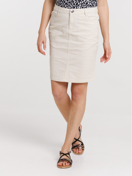 Jupe droite beige femme