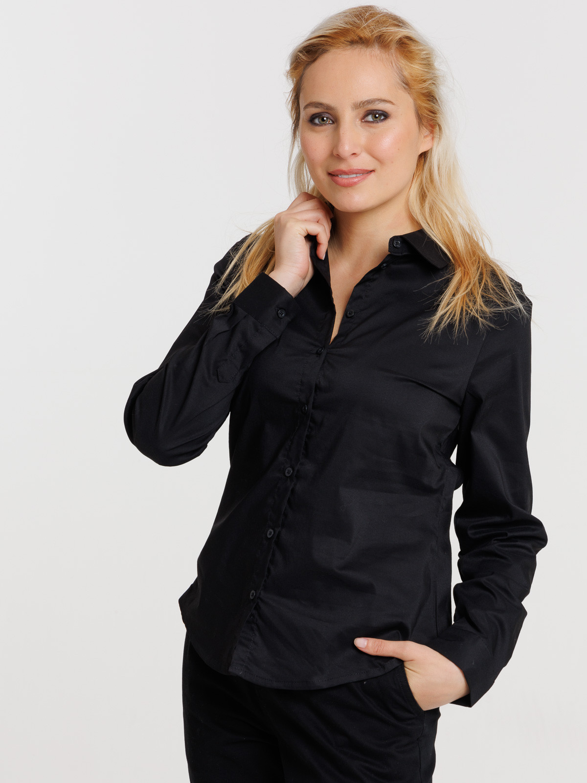 Chemise noire manches longues femme