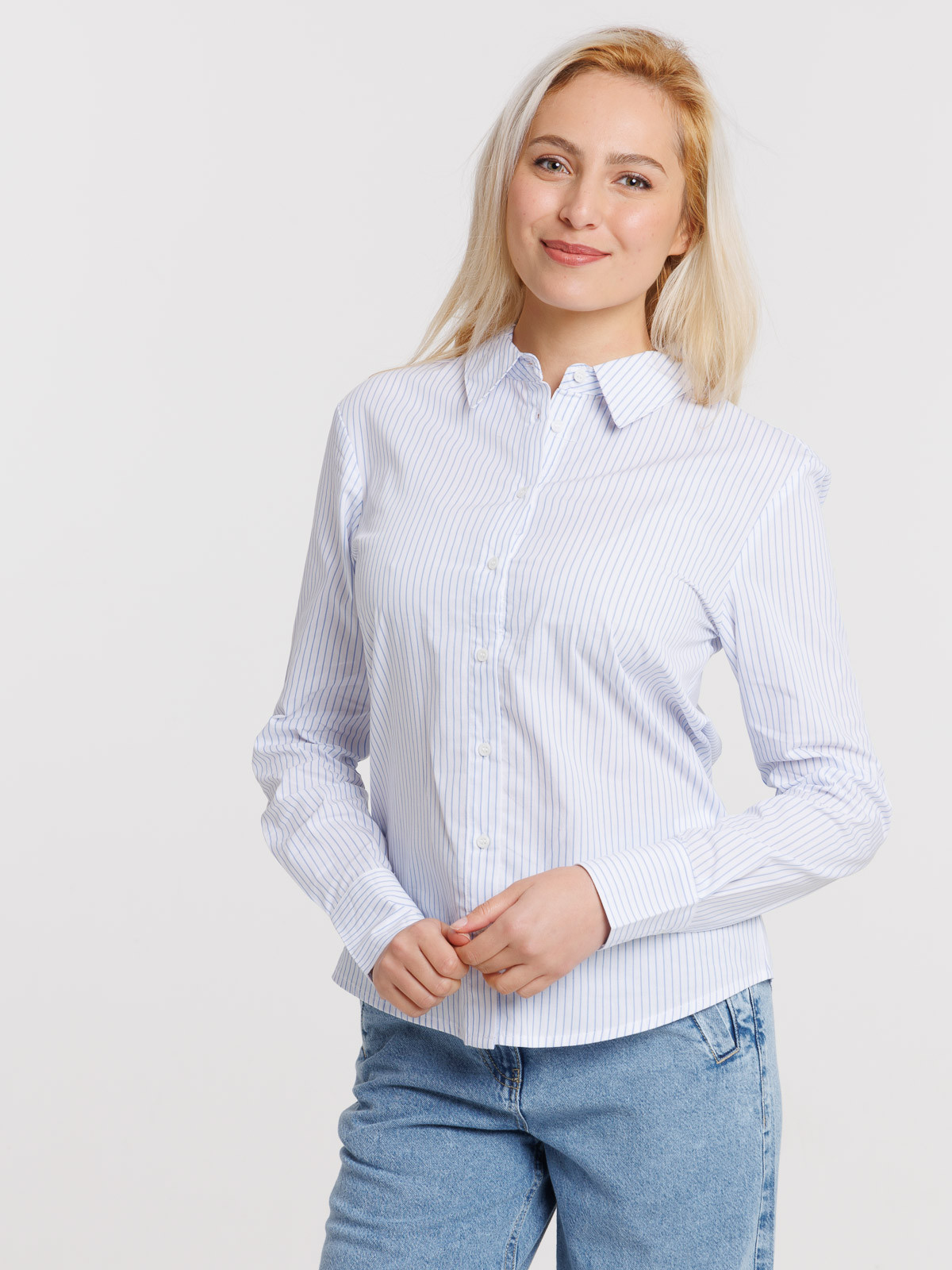 Chemise blanche rayée femme