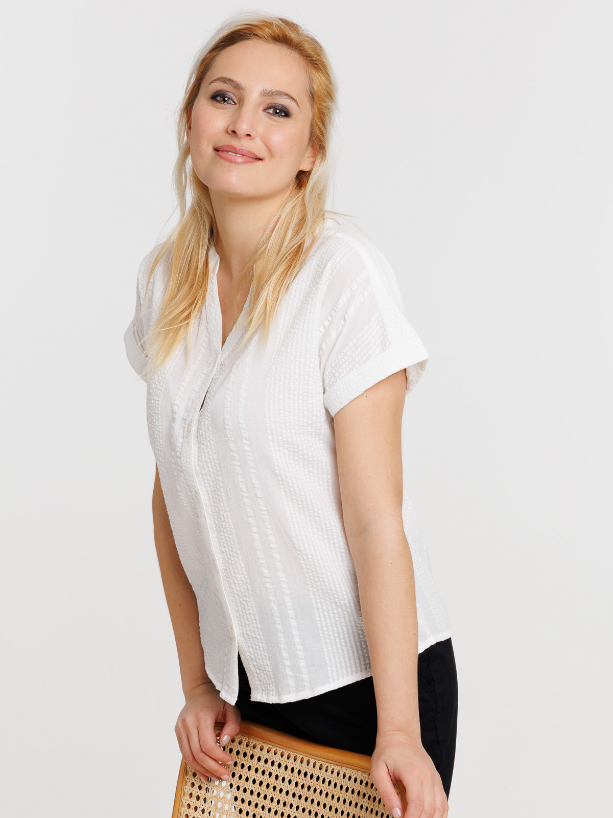 Chemise blanche manches courtes femme