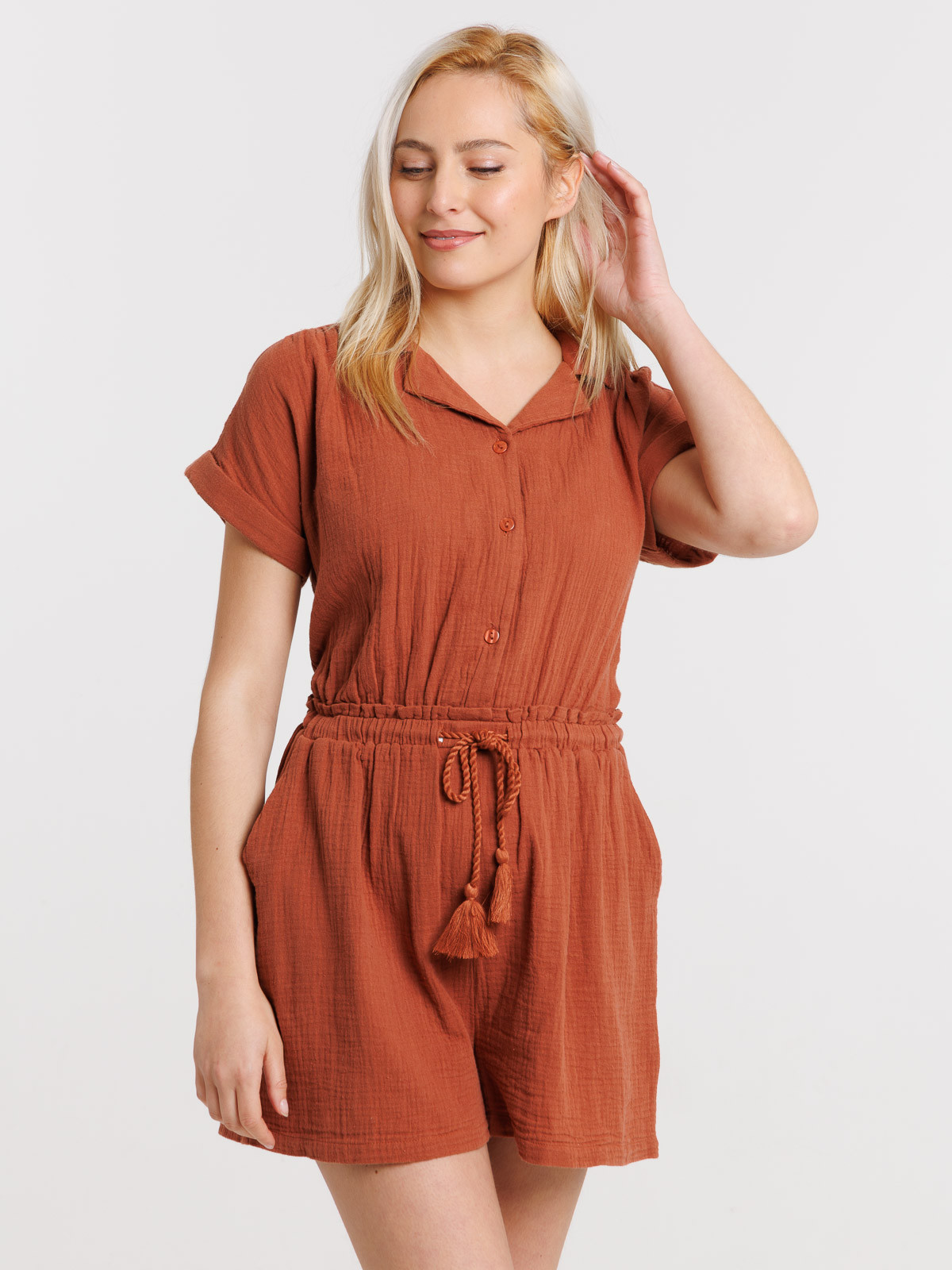 Combishort double gaze coton femme