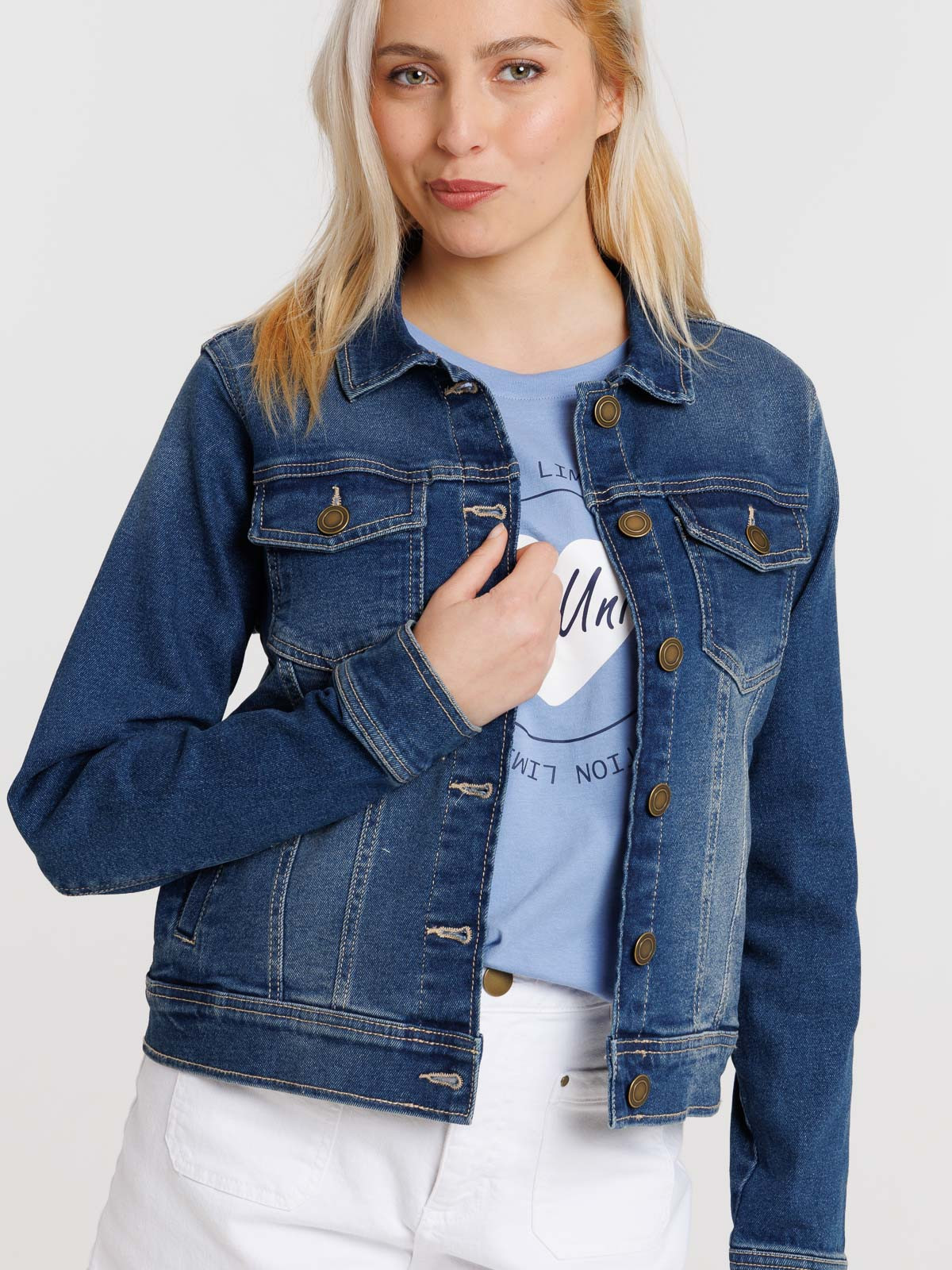 Veste jean stone femme