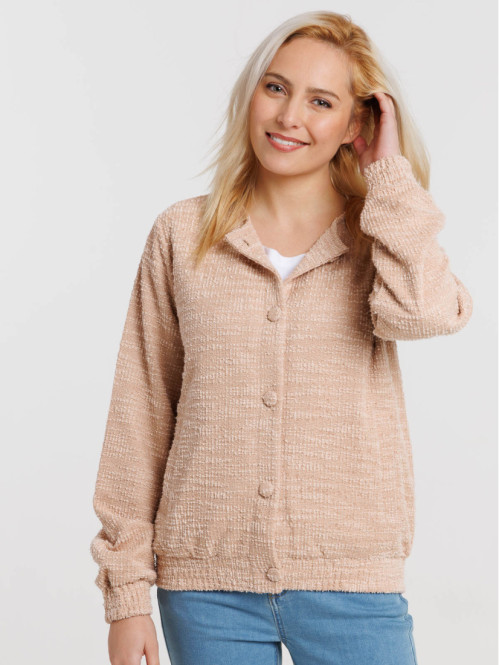 Veste teddy rose fané femme