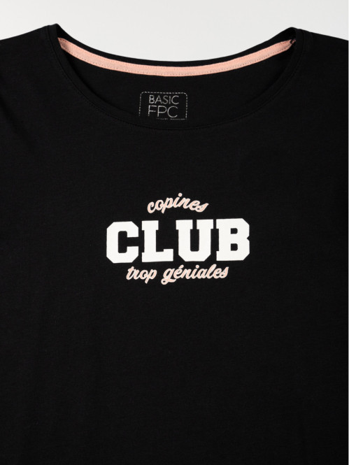 T-shirt noir imprimé fille (10-16A) T-shirt noir imprimé fille (10-16A)