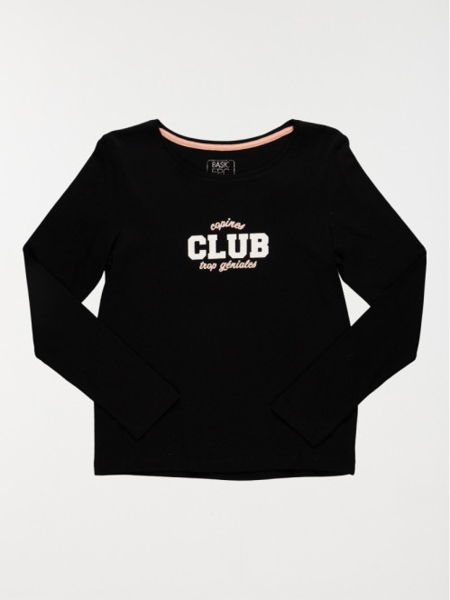 T-shirt noir imprimé fille (10-16A) T-shirt noir imprimé fille (10-16A)