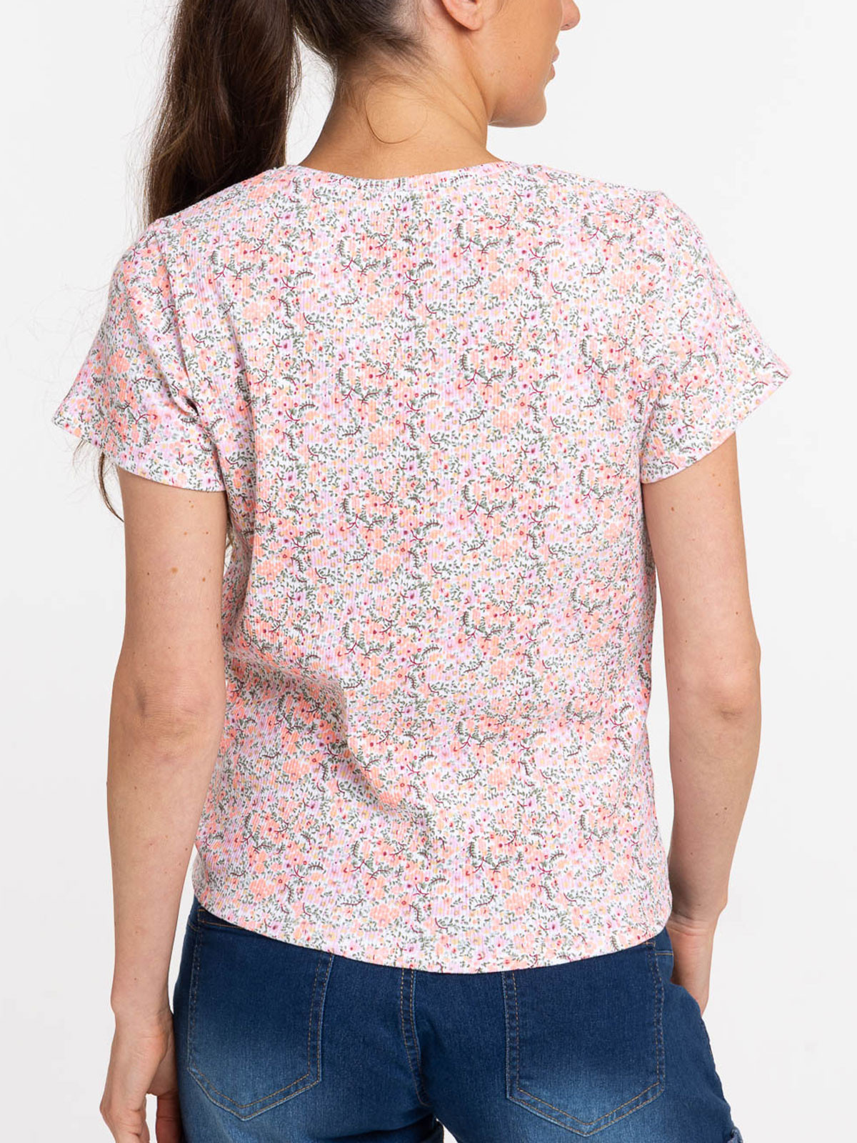 T-shirt fleuri orange clair femme T-shirt fleuri orange clair femme