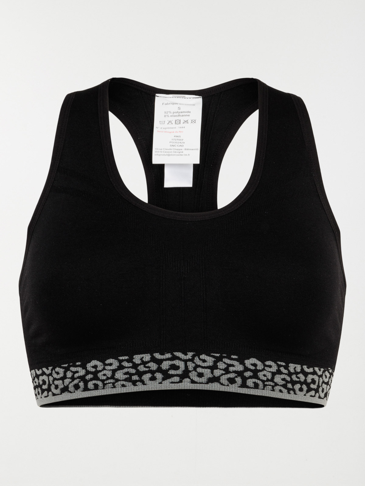 Brassière de sport noire léopard femme