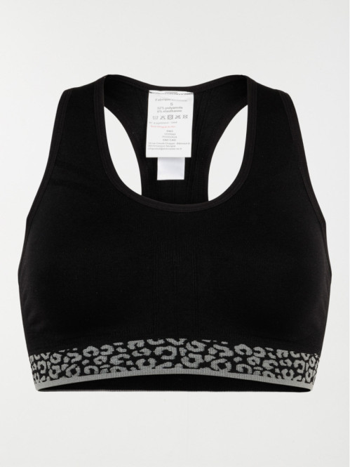 Brassière de sport noire léopard femme