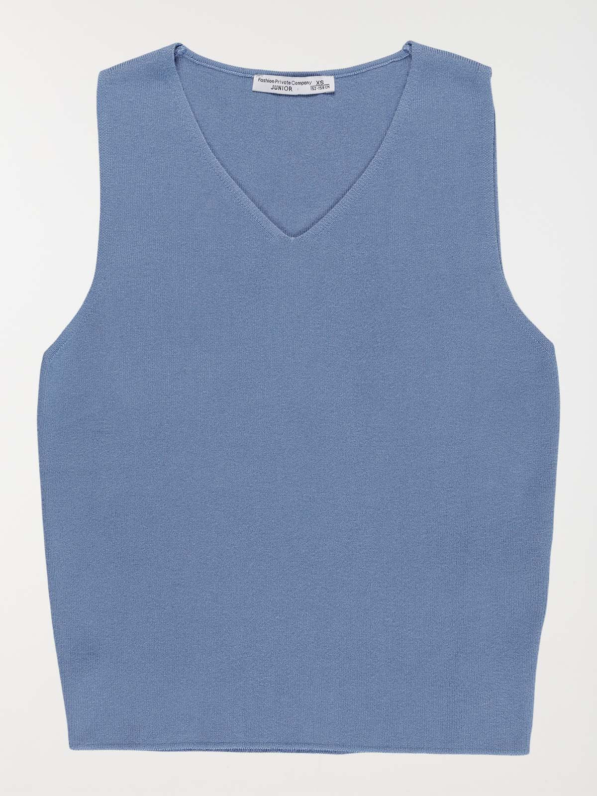 Débardeur maille col V fille (XXS-M)