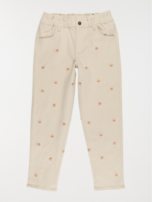 Pantalon fleurs brodées...