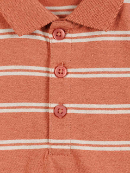 Polo rayé garçon rose sauvage (3-36M) Polo rayé garçon rose sauvage (3-36M)