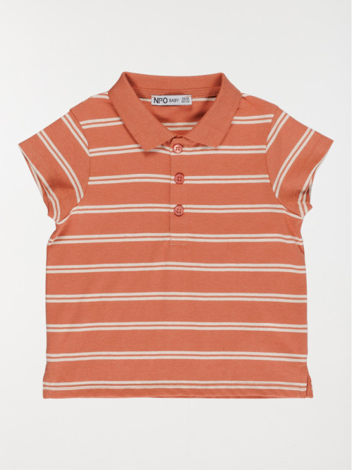 Polo rayé garçon rose sauvage (3-36M)