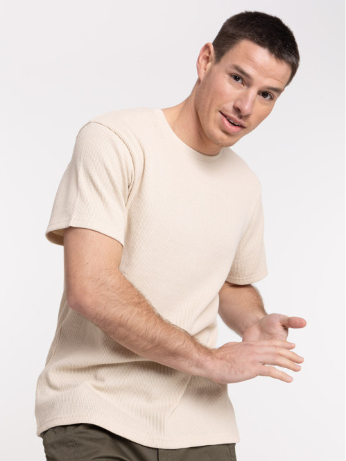 T-shirt homme col rond beige clair