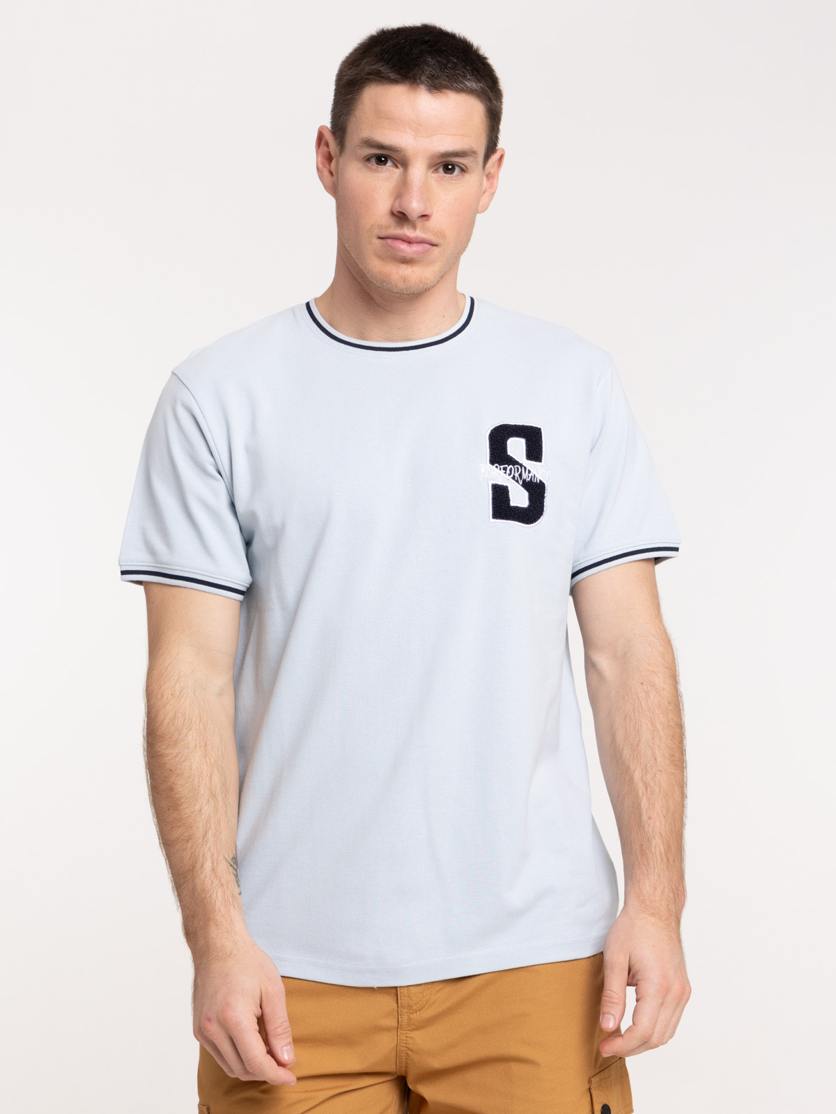 T-shirt denim col rond homme