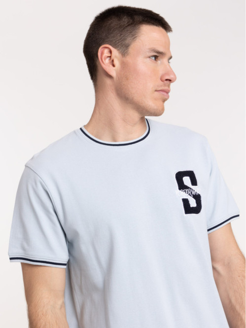 T-shirt denim col rond homme