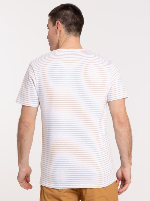 Tee-shirt blanc rayé homme