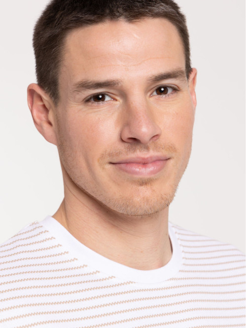 Tee-shirt blanc rayé homme