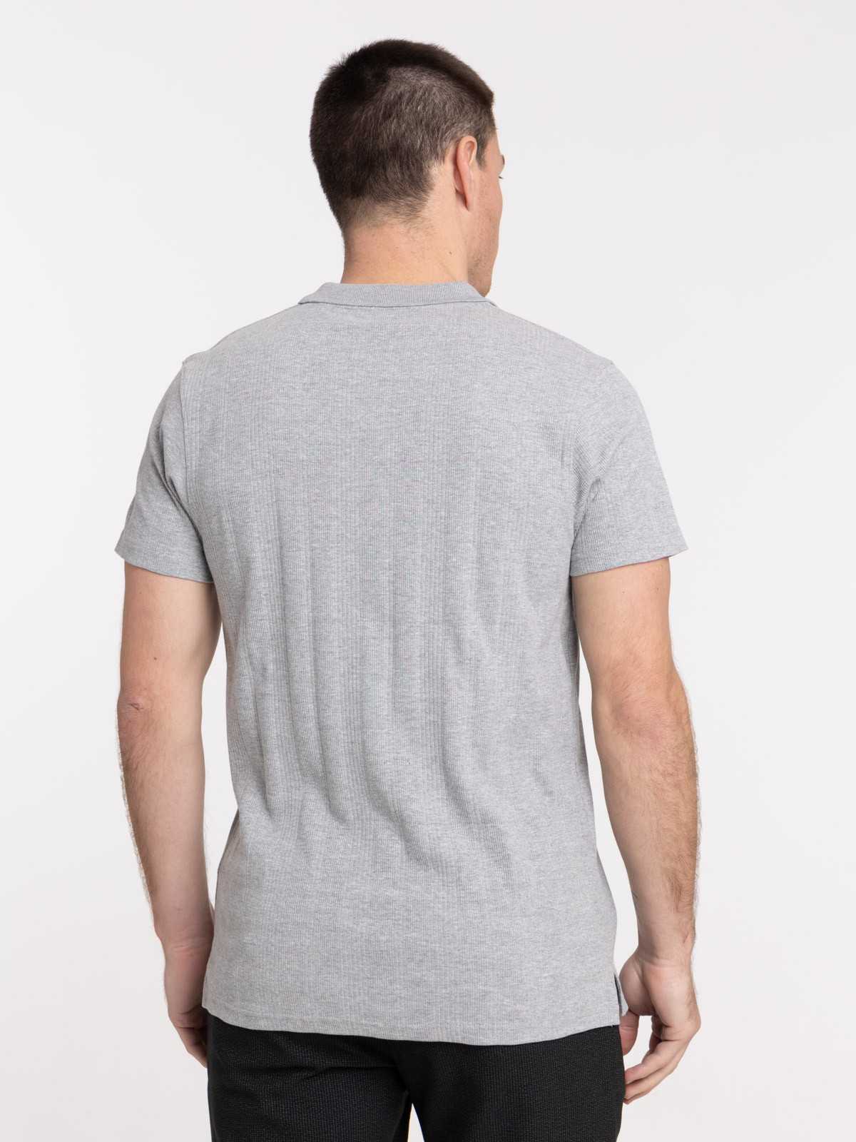 Polo cotelé homme gris chiné