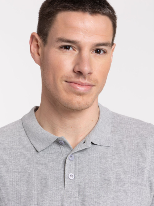 Polo cotelé homme gris chiné
