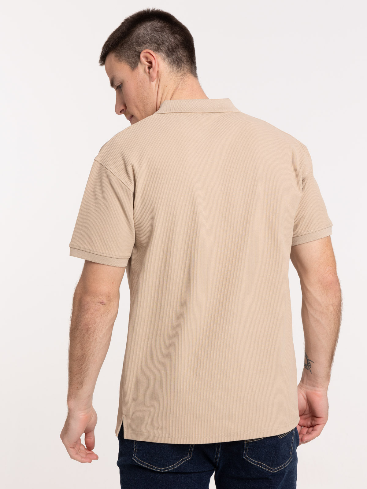 Polo côtelé coloris sable homme