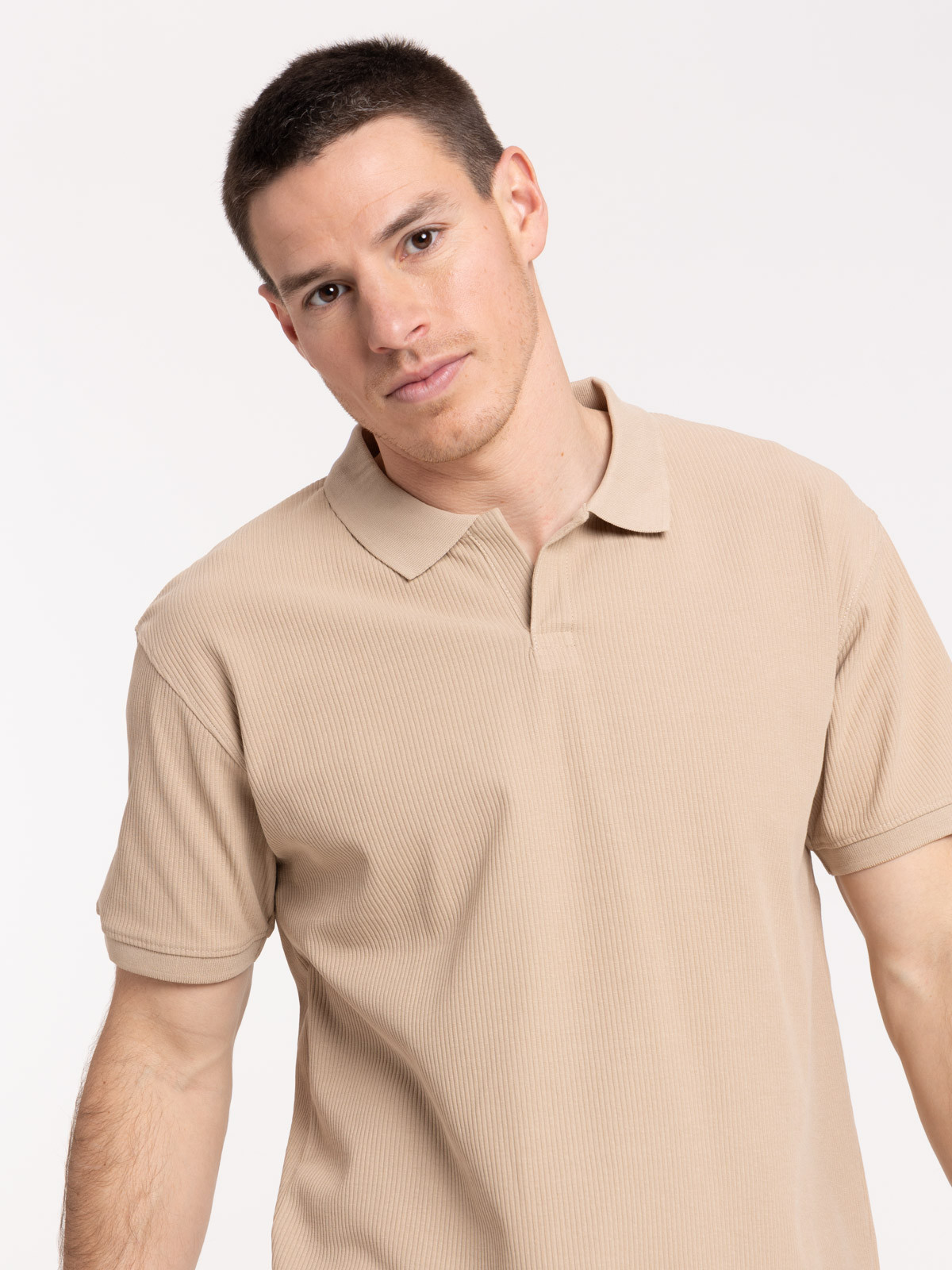 Polo côtelé coloris sable homme