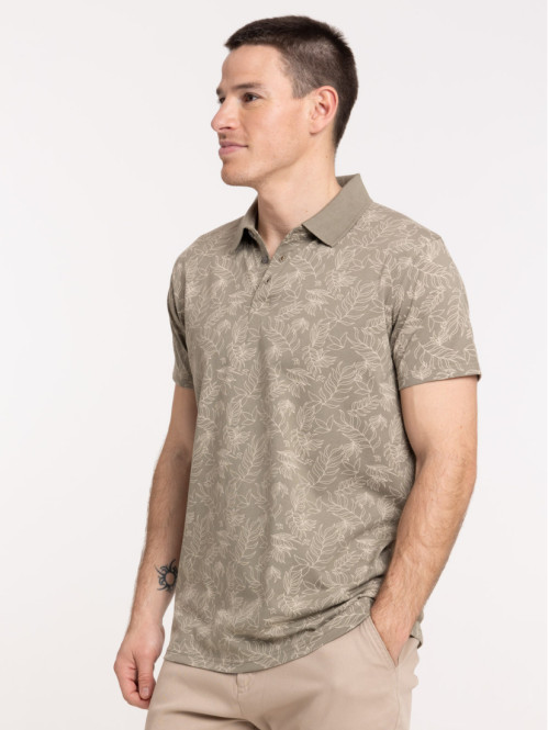Polo imprimé végétal tilleul homme
