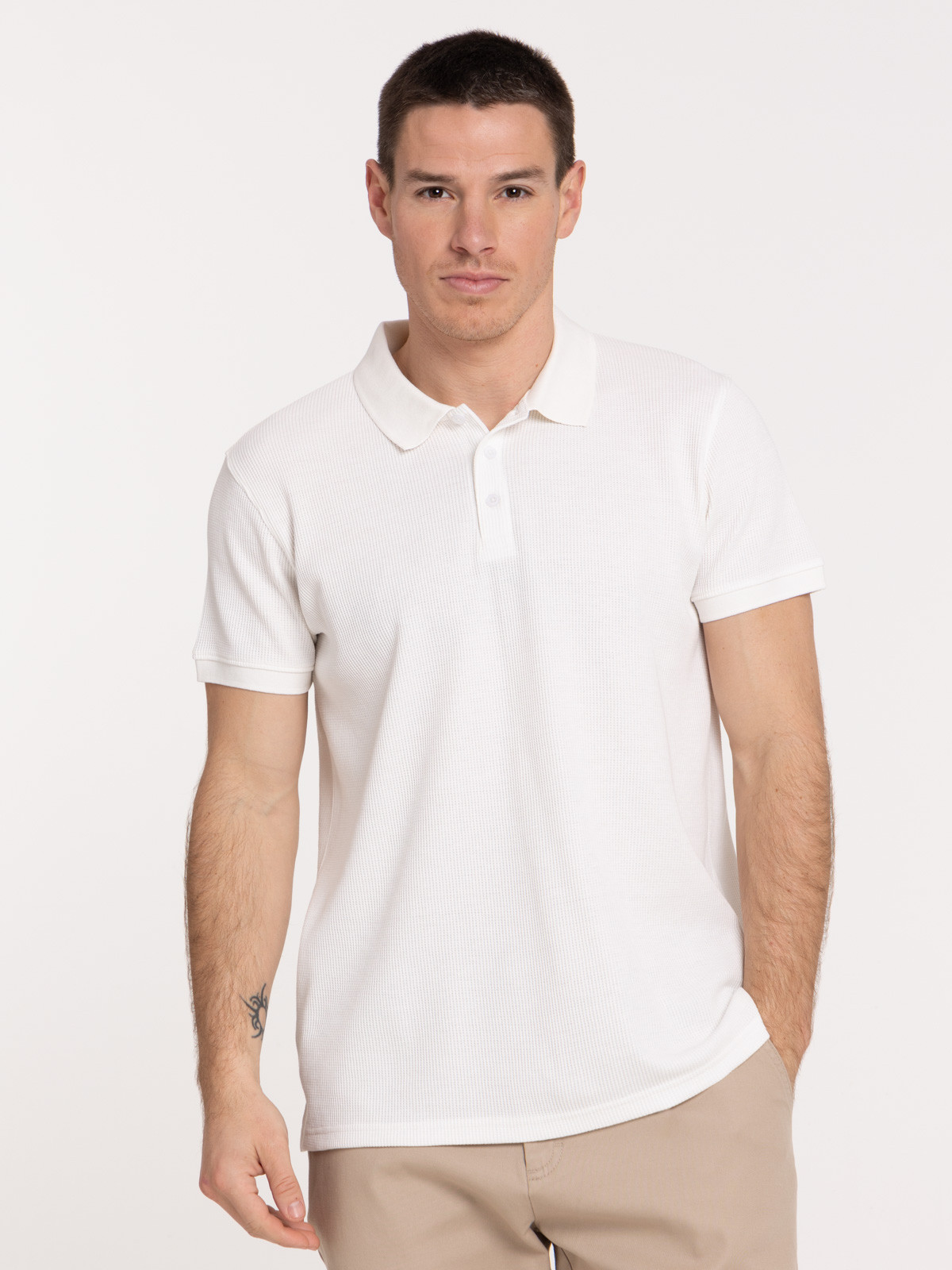 Polo écru manches courtes homme
