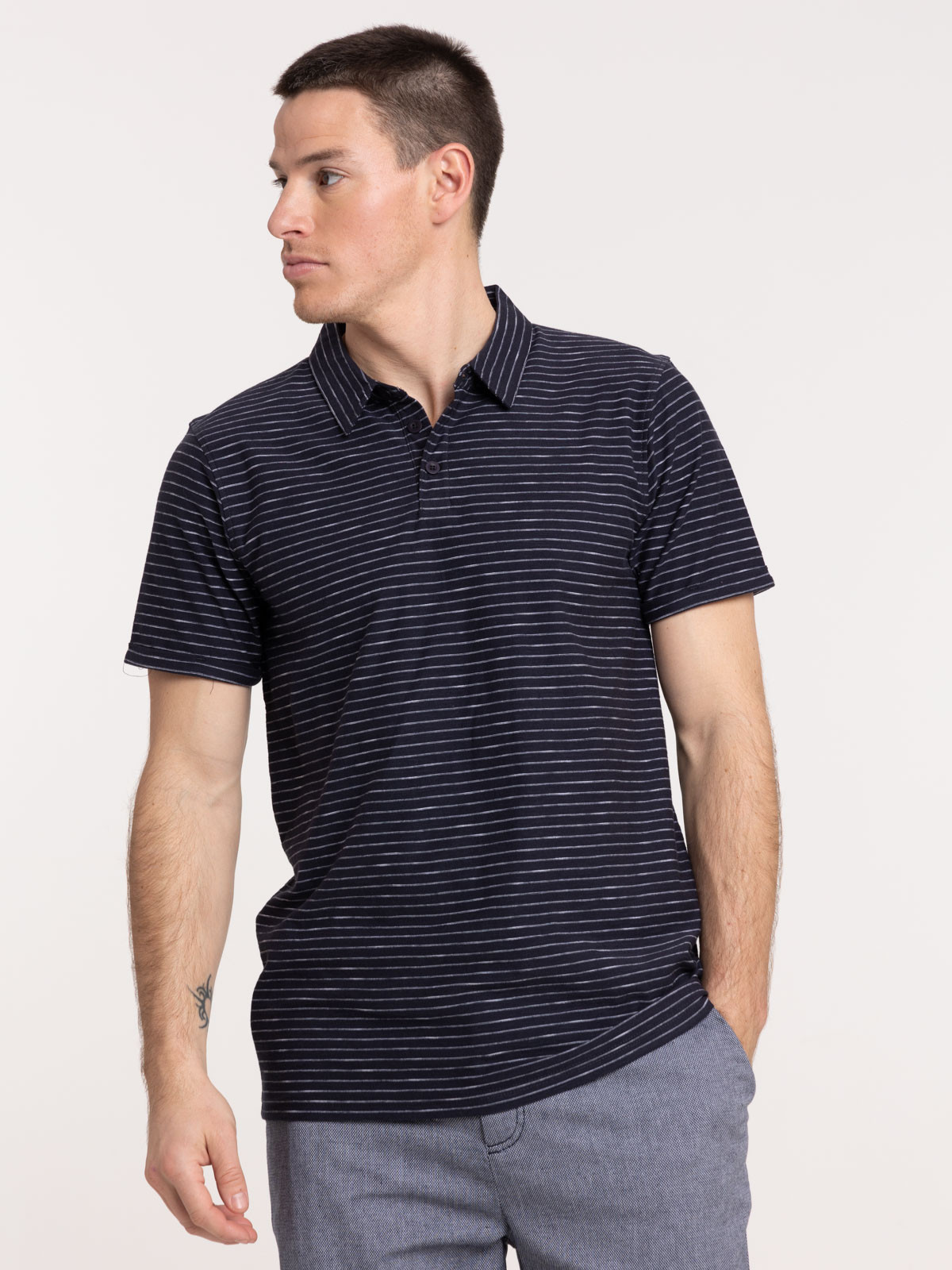 Polo rayé 100% coton homme