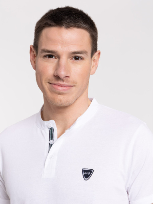 Polo col mao blanc homme