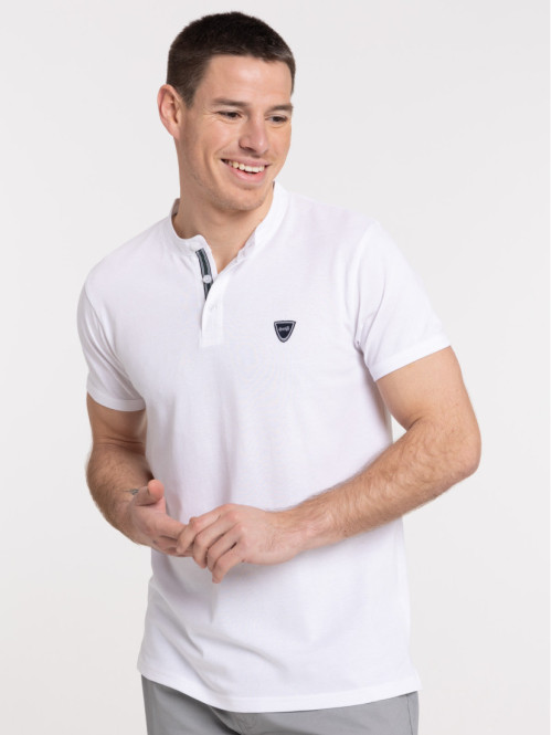 Polo col mao blanc homme