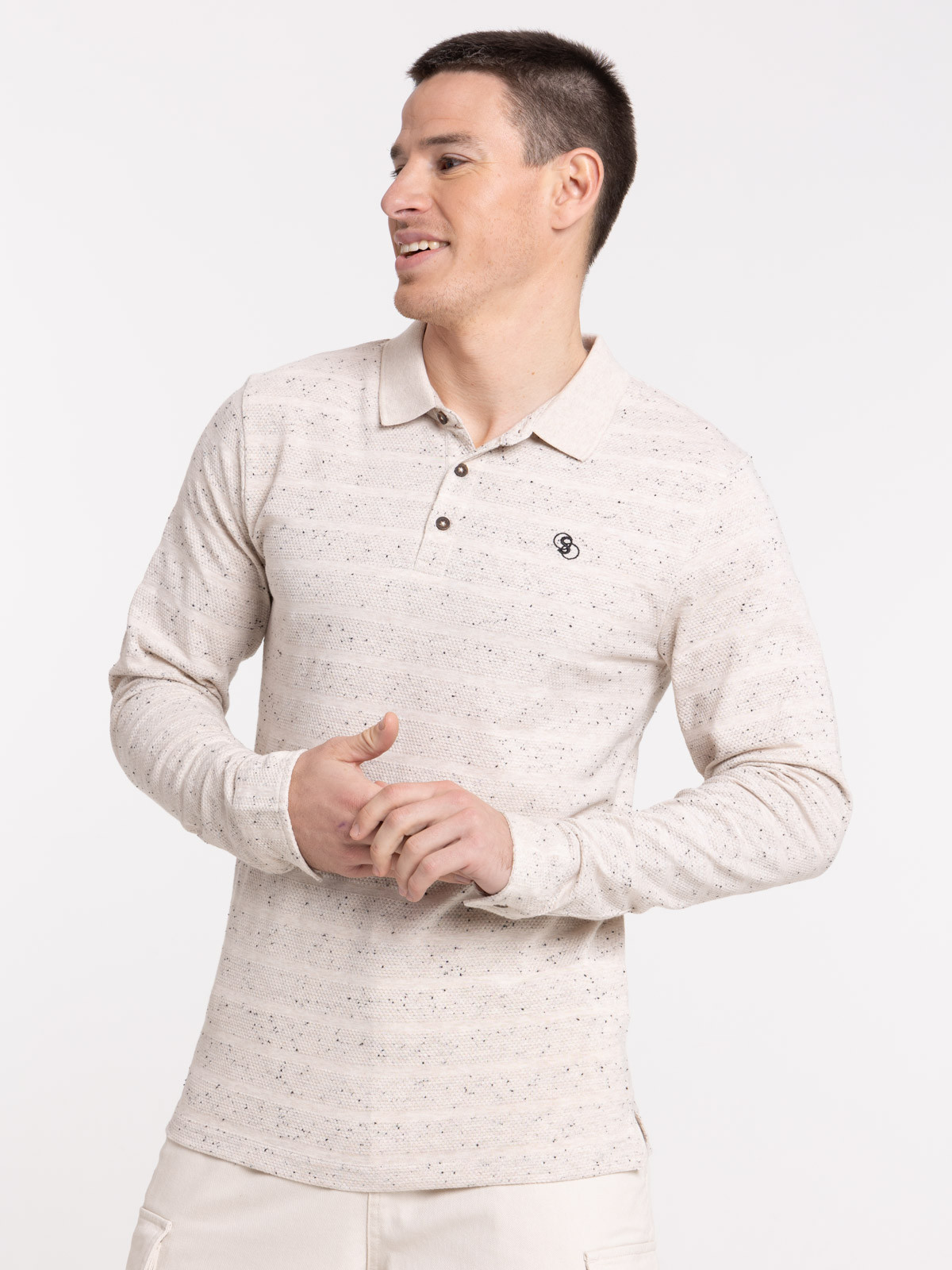Polo sable manches longues homme