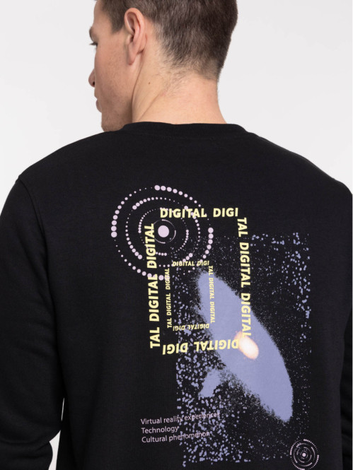 Sweat noir motif devant et dos homme