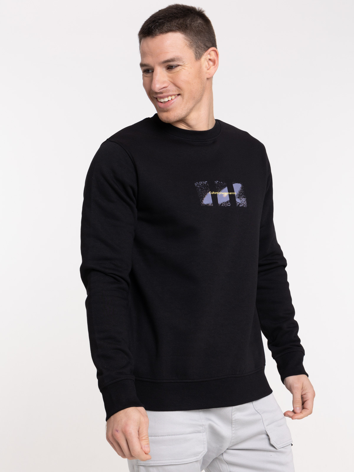 Sweat noir motif devant et dos homme