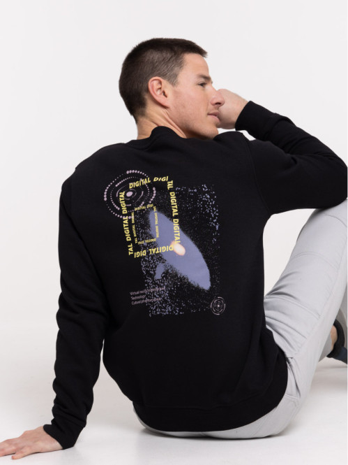Sweat noir motif devant et dos homme