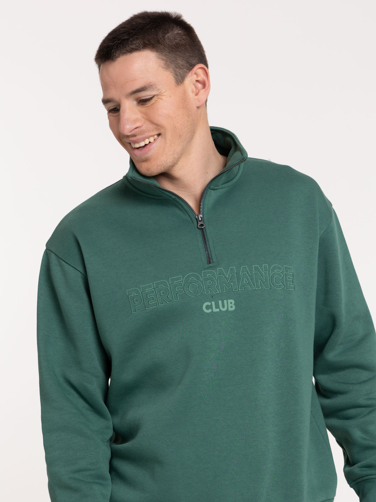Sweat col montant zippé homme