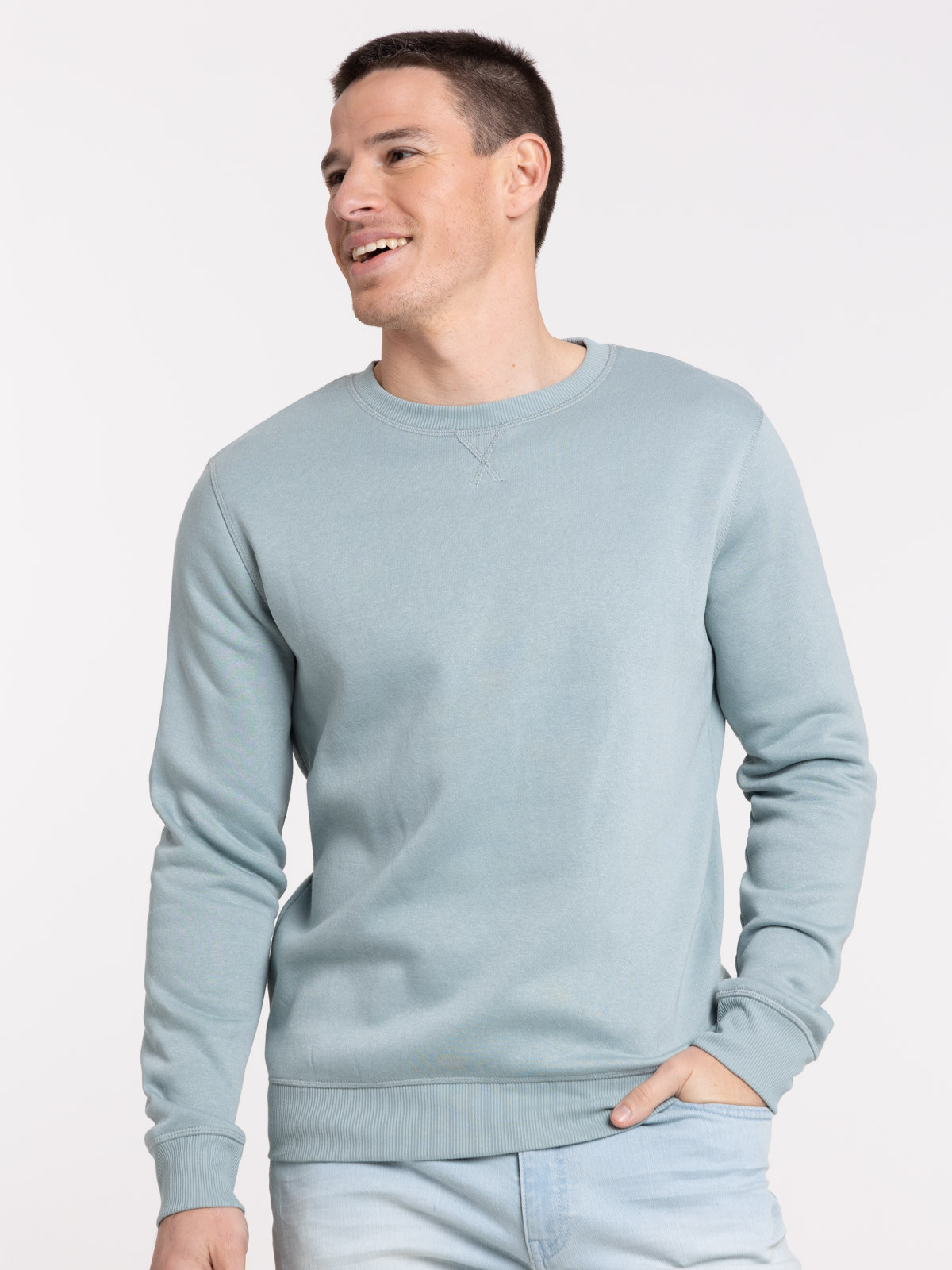Sweat uni basique homme silver blue