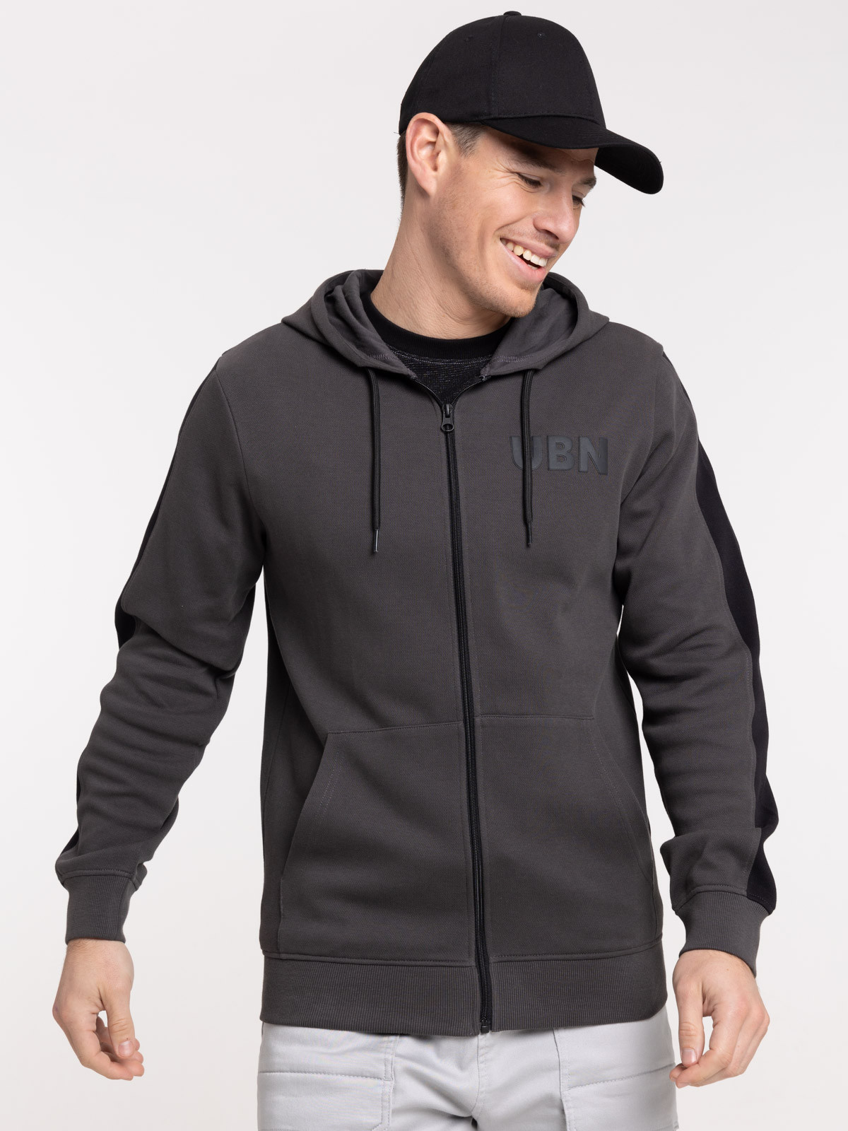Sweat à capuche gris anthracite homme
