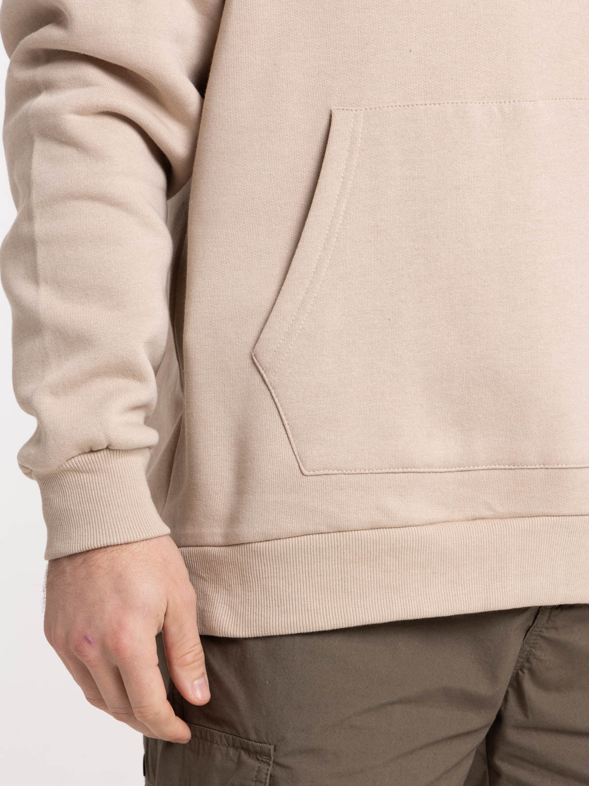 Sweat-shirt à Capuche Homme Avec Impression Lettre L - Couleur Sable, Manches Longues, Décontracté