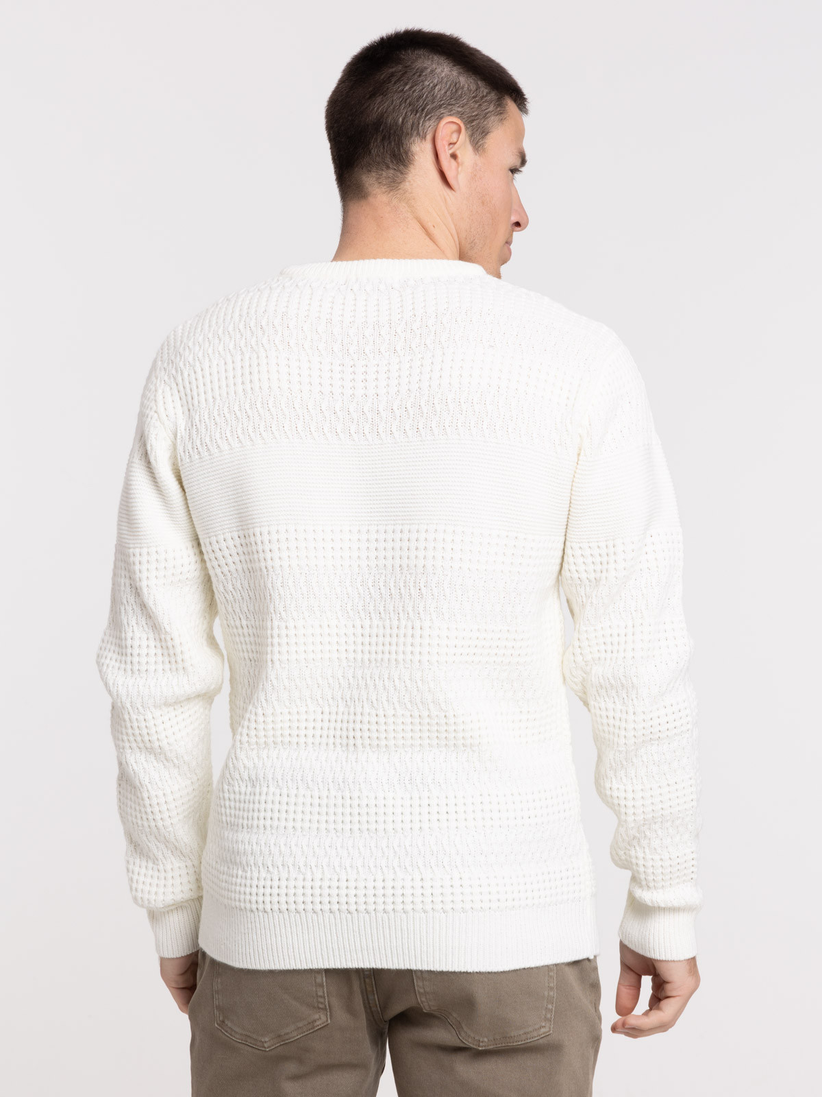 Pull col rond écru homme Pull col rond écru homme