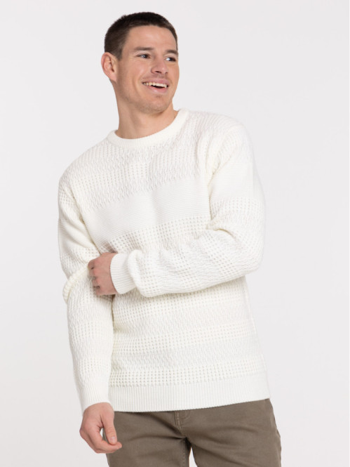 Pull col rond écru homme Pull col rond écru homme