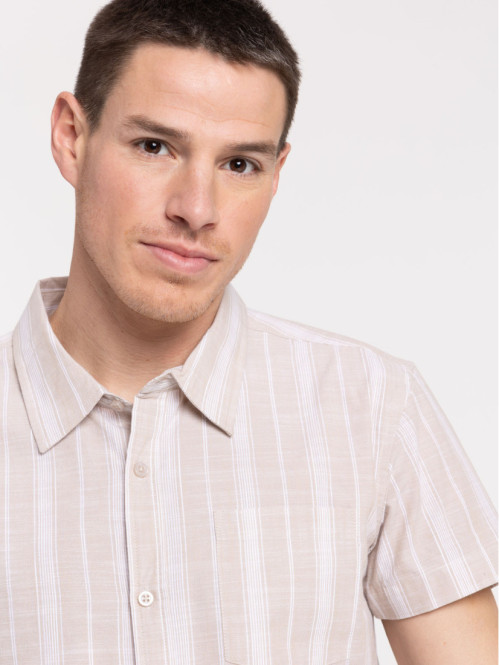 Chemisette sable rayée homme