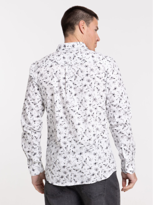 Chemise écru fleurie homme