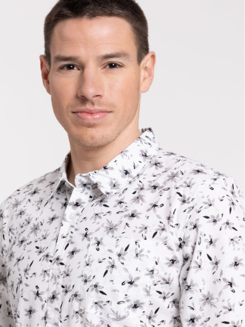 Chemise écru fleurie homme