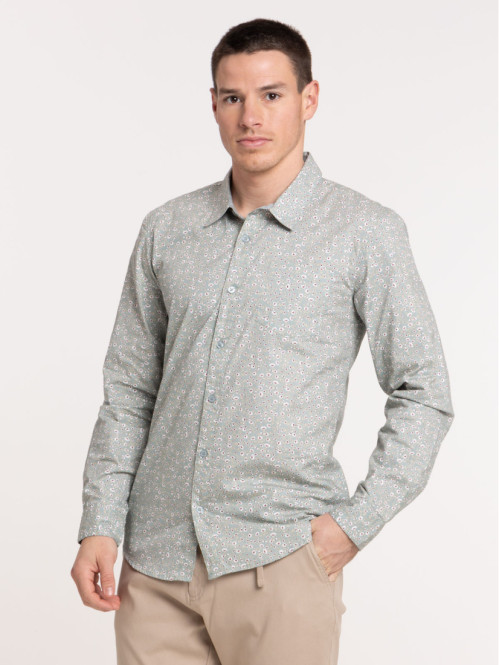Chemise écru fleurie homme