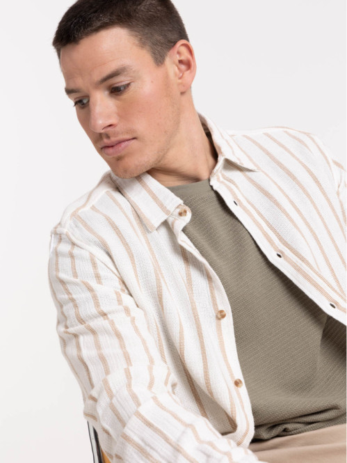 Chemise rayée écru homme