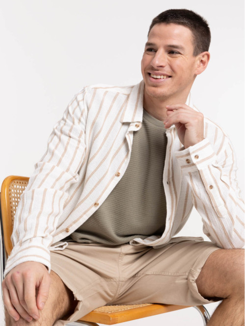 Chemise rayée écru homme