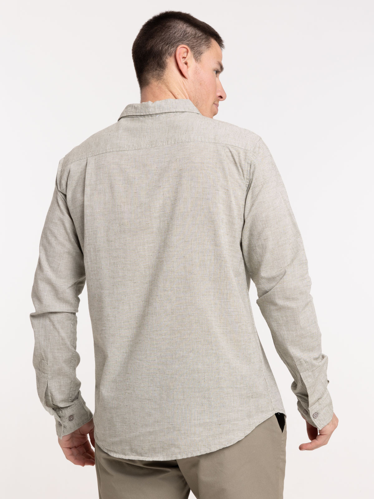 Chemise tilleul coton et lin homme
