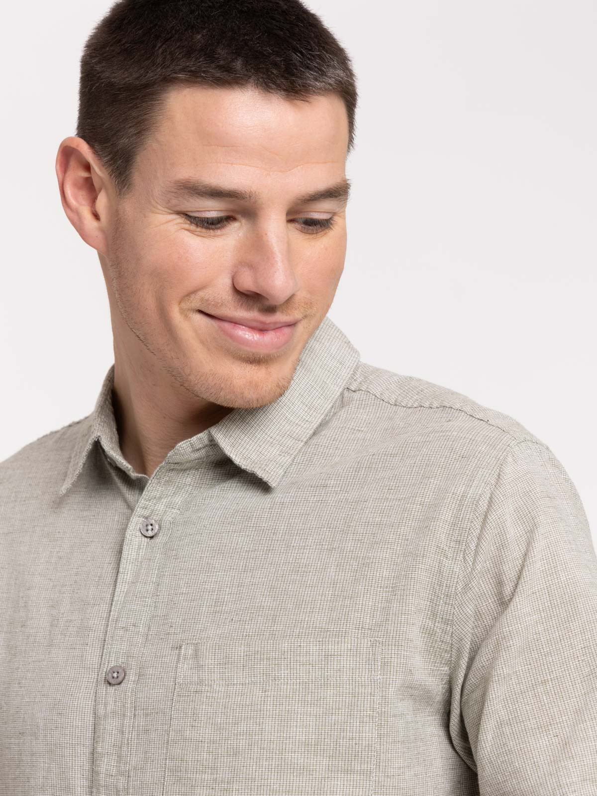 Chemise tilleul coton et lin homme