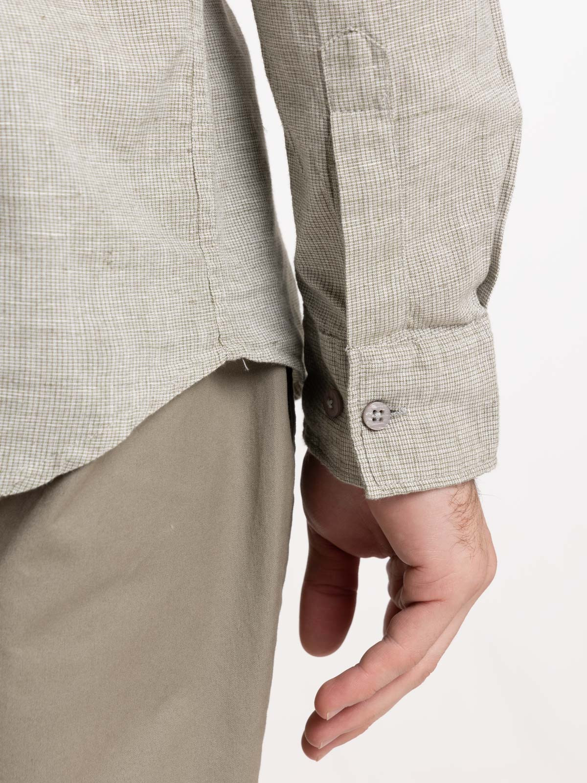 Chemise tilleul coton et lin homme